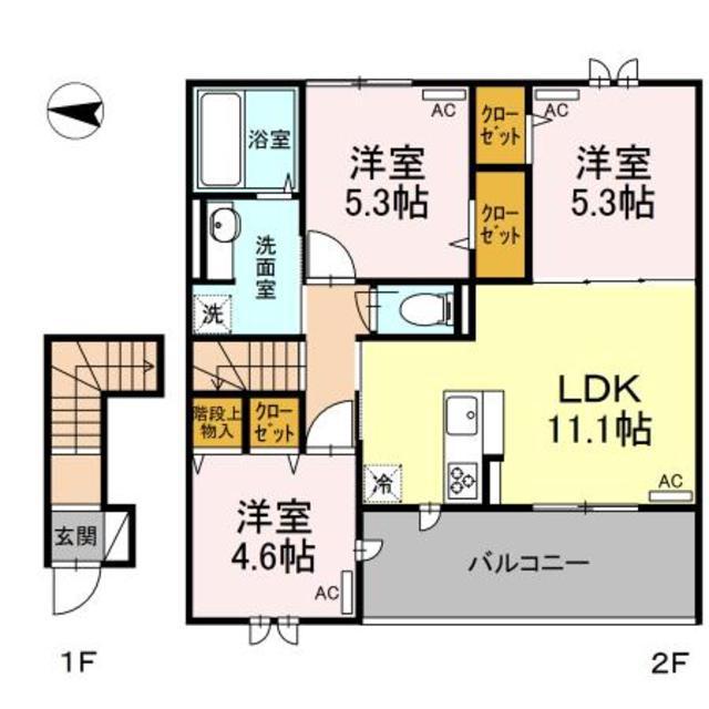 シティパル櫻(3LDK/2階)の間取り写真
