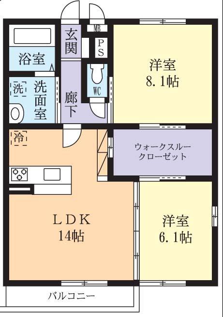 LUNAS(2LDK/1階)の間取り写真