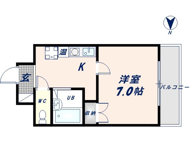 パークモダン高井田(1K/2階)の間取り写真