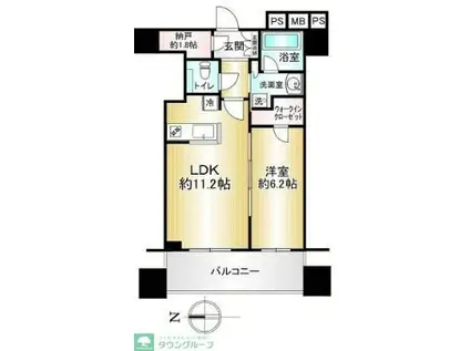 武蔵野タワーズスカイクロスタワー(1SLDK/7階)の間取り写真