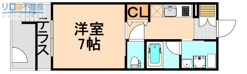 エクセラ塚口II(1K/1階)の間取り写真