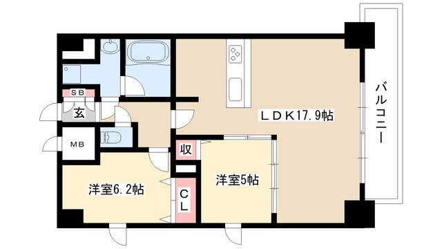 トレヴィ高岳(2LDK/11階)の間取り写真