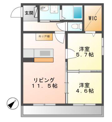スワンスタイル(2LDK/1階)の間取り写真