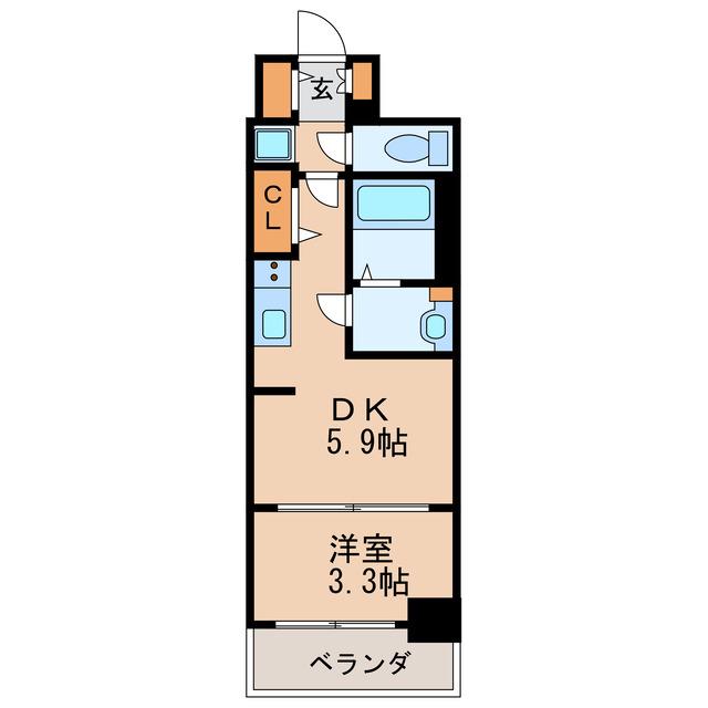 プレサンスジェネ新栄町駅前 葵(1DK/7階)の間取り写真