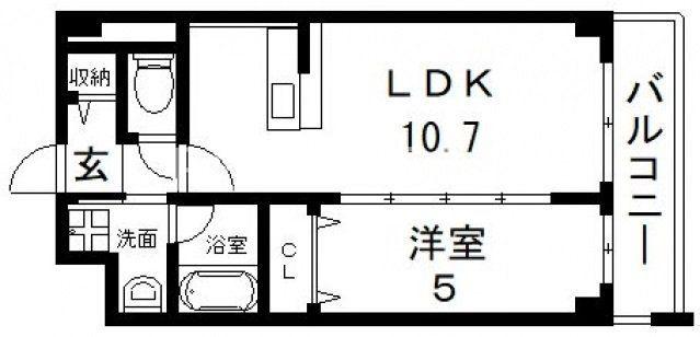 ロンド・エーデルワイス(1LDK/5階)の間取り写真