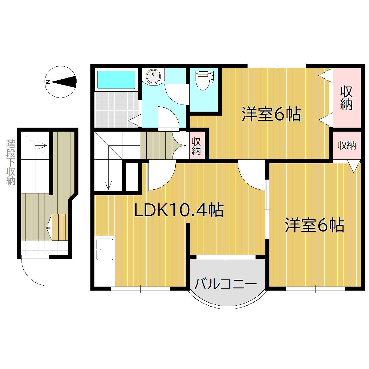 クレストール福泊B(2LDK/2階)の間取り写真