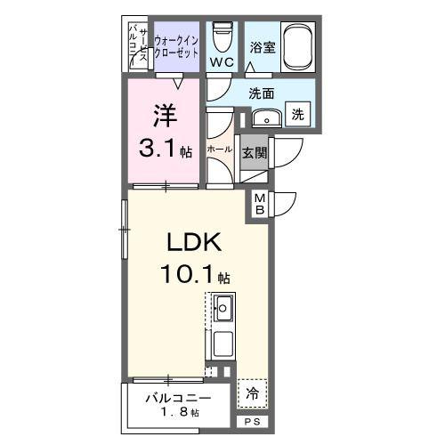 フロラージュ(1LDK/3階)の間取り写真