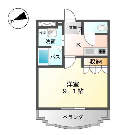 エクシヴ ボヌール(1K/2階)の間取り写真