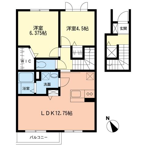 グロリア湘南参番館(2LDK/2階)の間取り写真