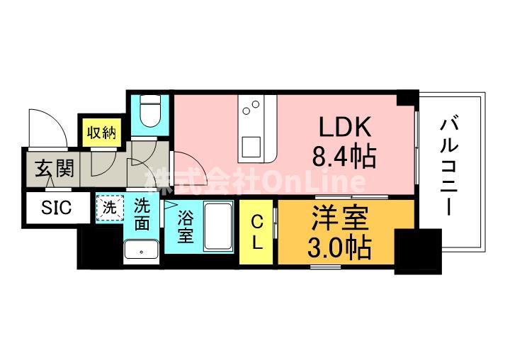 エスリードレジデンス大阪天王寺(1LDK/12階)の間取り写真