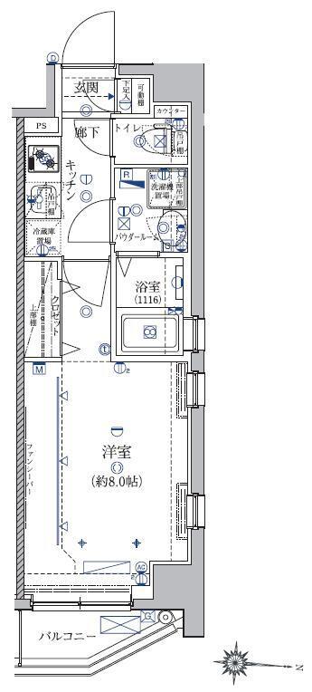 クレイシア菊川(1K/6階)の間取り写真