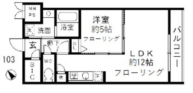 ファインクレスト入谷(1LDK/1階)の間取り写真