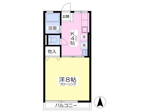 シティハイム メゾンドール(1K/2階)の間取り写真
