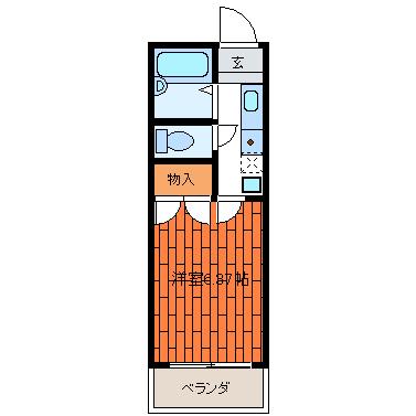 SKマンション(1K/4階)の間取り写真