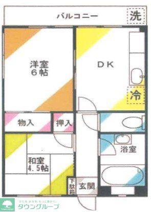 石川第一マンション(2DK/5階)の間取り写真