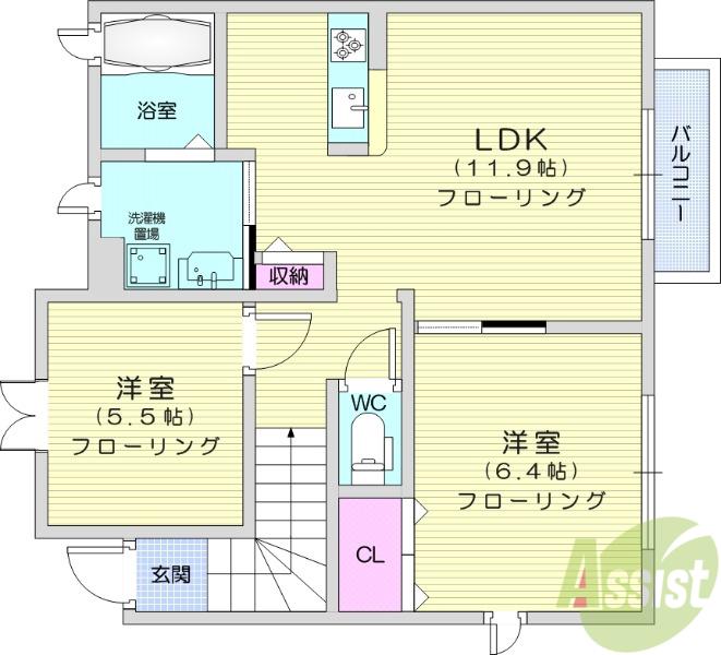 フォーレストタウンⅠ(2LDK/2階)の間取り写真