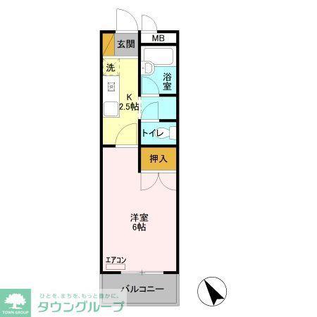 ラポール16(1K/2階)の間取り写真