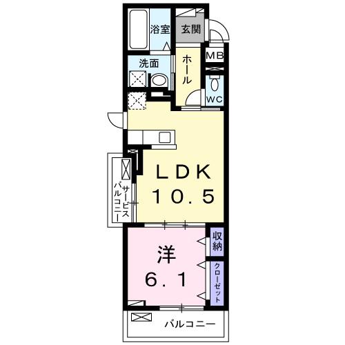 エクセレンス ジーニアス(1LDK/2階)の間取り写真
