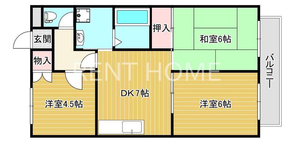 ハイツエバーグリーン(3DK/1階)の間取り写真