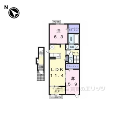 アストラルグレア1(2LDK/1階)の間取り写真