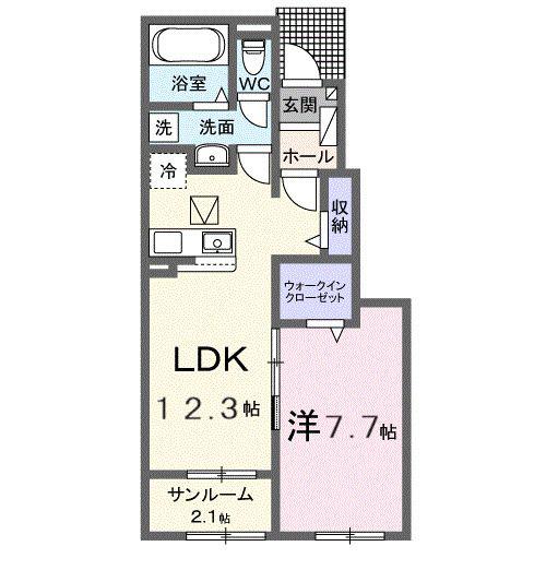 セイバリー プリムローズ II(1LDK/1階)の間取り写真