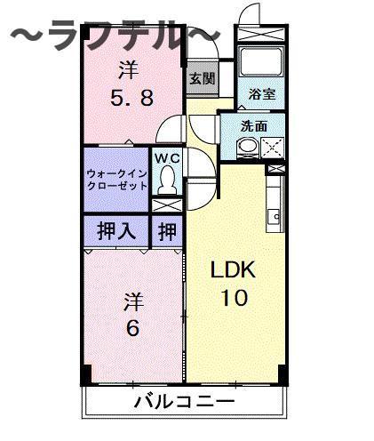 シャン・リヴィエール(2LDK/3階)の間取り写真