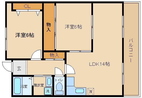 パイオニア松井(2LDK/2階)の間取り写真