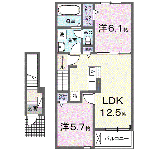 ヴァーサ・メローネIII(2LDK/2階)の間取り写真
