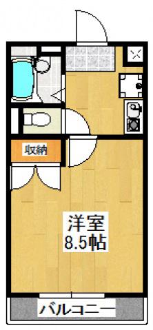 パレス二色浜B棟(1K/1階)の間取り写真