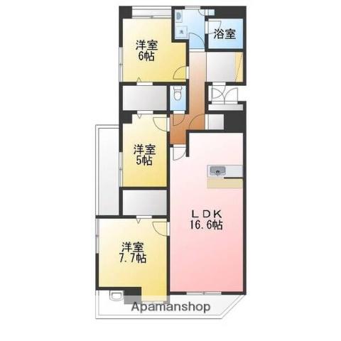 シティライフ前後(3LDK/5階)の間取り写真