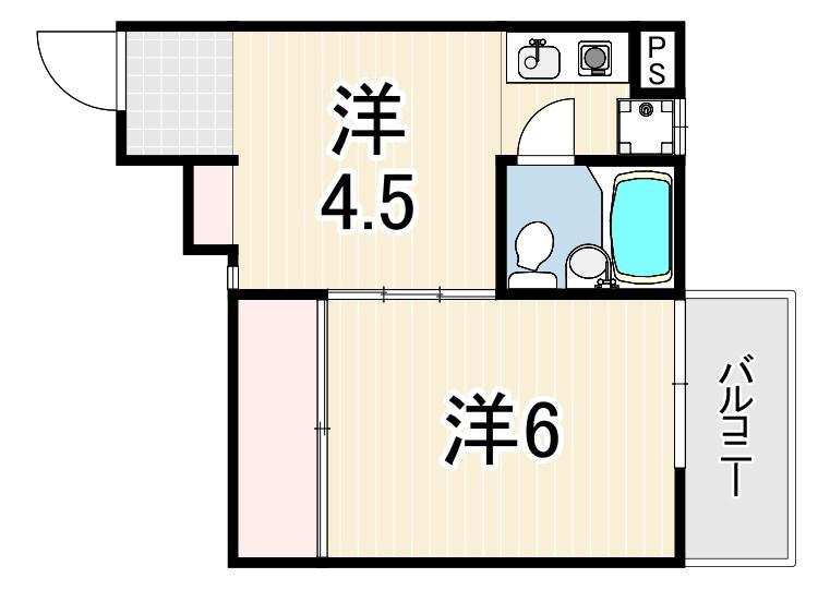 パラツィーナ立花(2K/4階)の間取り写真