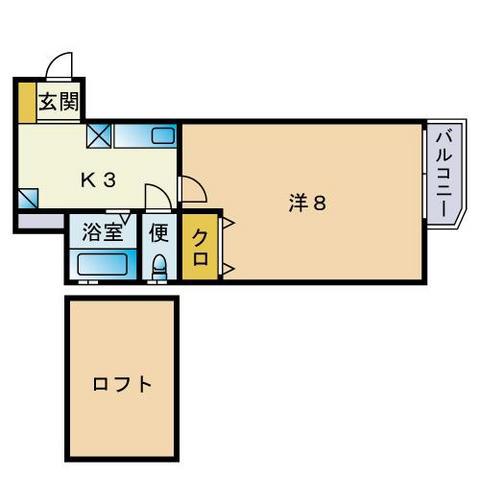 ヒルズ大濠館2(1K/4階)の間取り写真