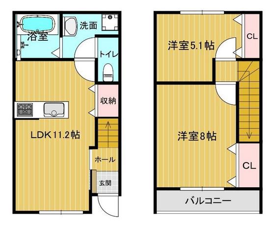RIDLEYI A(2LDK/1階)の間取り写真