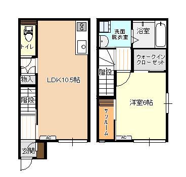 ビオラ木津A棟(1LDK/1階)の間取り写真