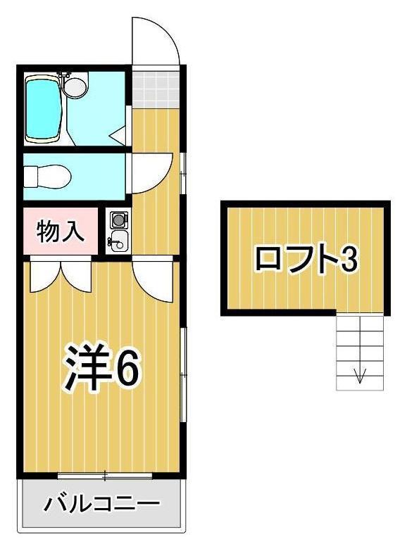 メゾンアサヒV(1K/2階)の間取り写真
