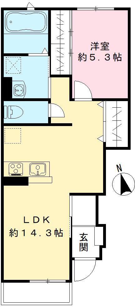 ユアメゾン本荘(1LDK/1階)の間取り写真