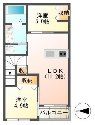 ブランシュ フルール(2LDK/2階)の間取り写真