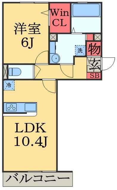 R.ザウバー(1LDK/1階)の間取り写真
