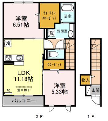 コーワ・ルミナス弐番館(2LDK/2階)の間取り写真