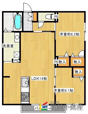 グランレジデンス(2LDK/1階)の間取り写真