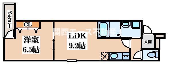 フジパレス住道駅北(1LDK/1階)の間取り写真