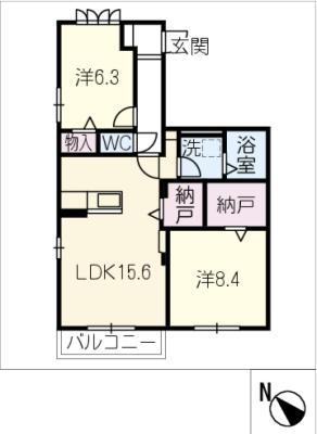 BIJOU.DE.YSII(2LDK/1階)の間取り写真