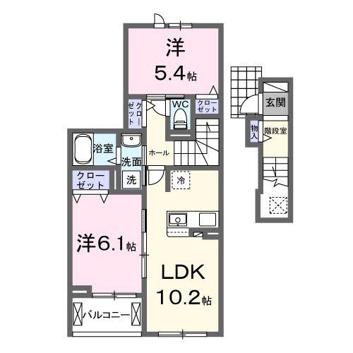 セントラルガーデンハウス(2LDK/2階)の間取り写真