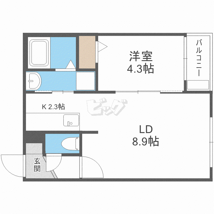 ヴァンベール(1LDK/2階)の間取り写真
