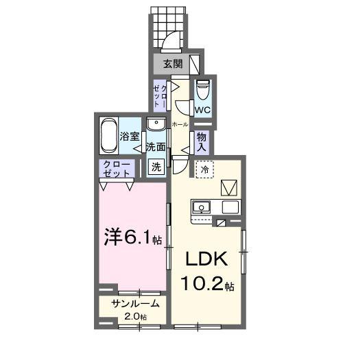 CRECIR(1LDK/1階)の間取り写真