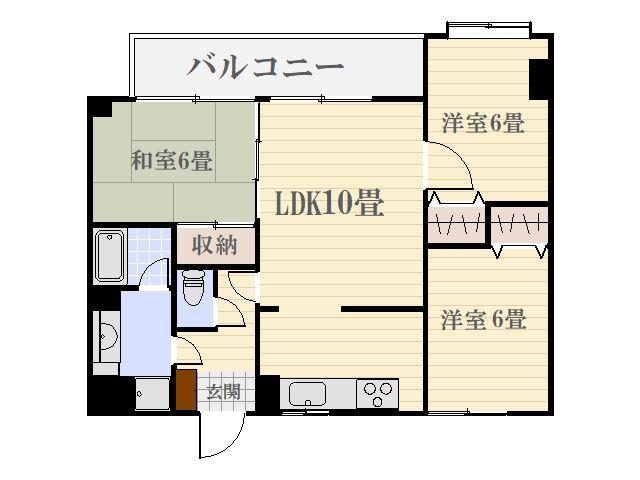 ステイタスマンション紫原(3LDK/2階)の間取り写真