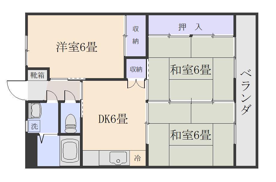 ウェルス武岡(3DK/2階)の間取り写真