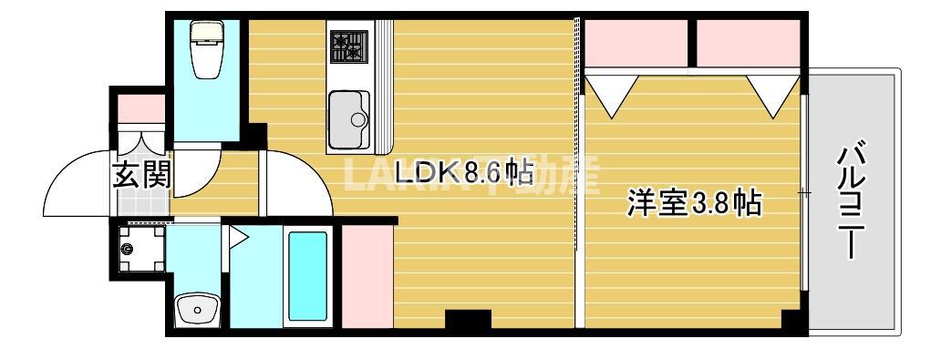 RPレジデンス都島(1LDK/2階)の間取り写真