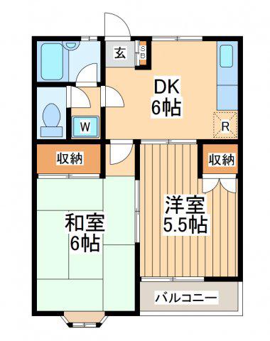 パークフルール(2DK/2階)の間取り写真