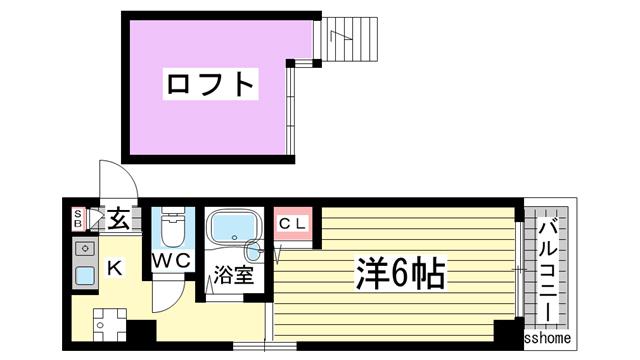 エクセレント六甲(1K/4階)の間取り写真